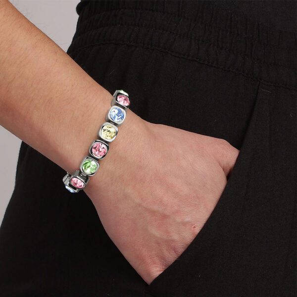 CONIAN Bracelet With Pastel Multi-Coloured Crystals Silver - Image 2
