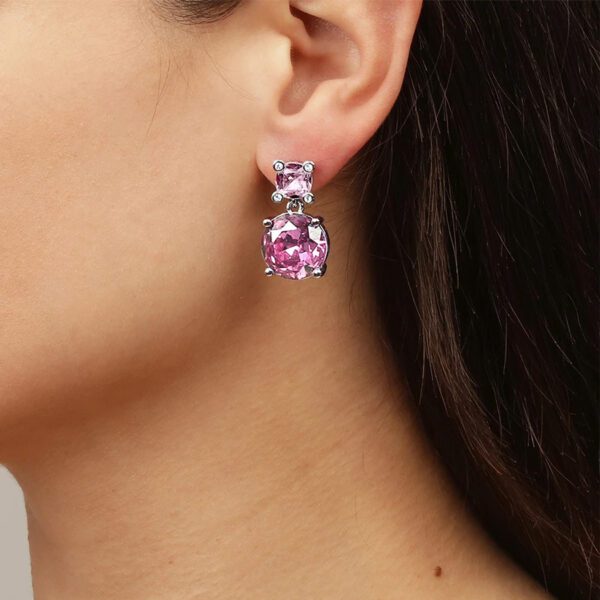 NICOLA Earring with Light Rose Crystals Silver - Image 2