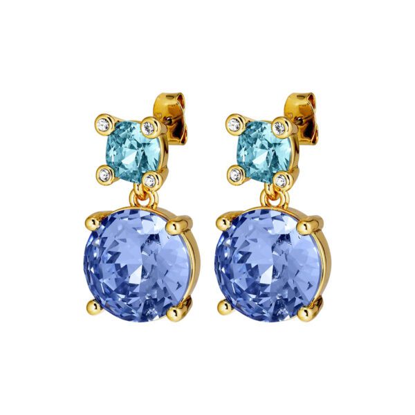 NICOLA Earring with Light Blue/Aqua Crystals Gold