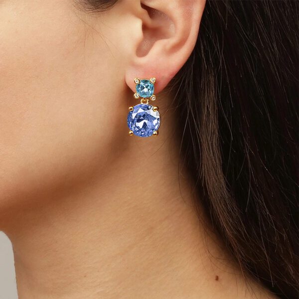 NICOLA Earring with Light Blue/Aqua Crystals Gold - Image 2