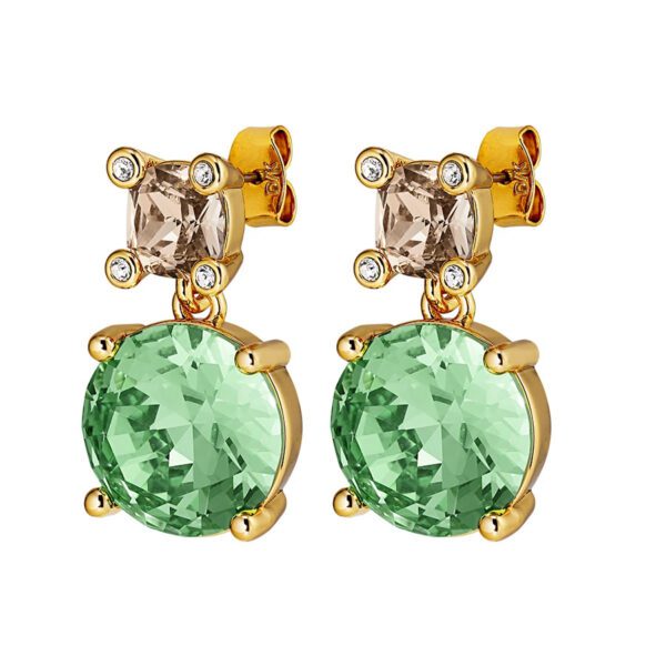 NICOLA Earring with Light Green/Golden Crystals Gold