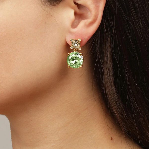 NICOLA Earring with Light Green/Golden Crystals Gold - Image 2