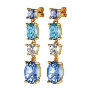 CARMEN Earring Light Blue/Aqua Crystals Gold
