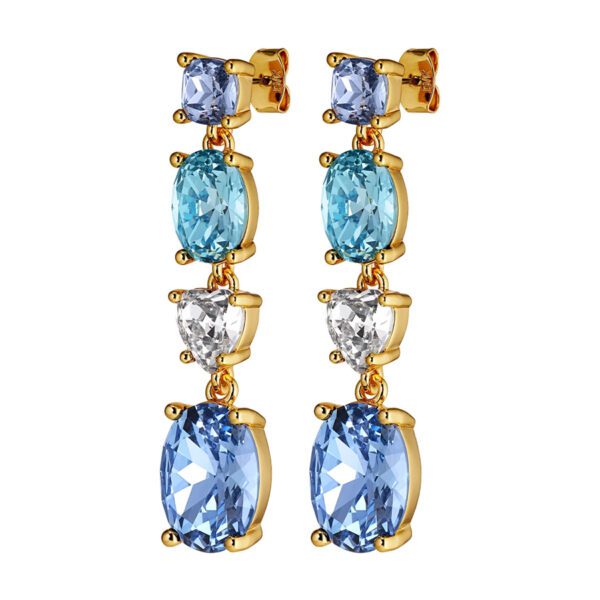 CARMEN Earring Light Blue/Aqua Crystals Gold