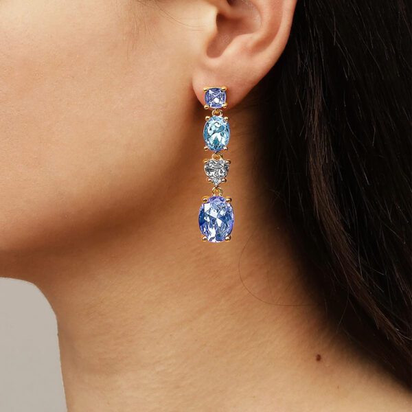CARMEN Earring Light Blue/Aqua Crystals Gold - Image 2
