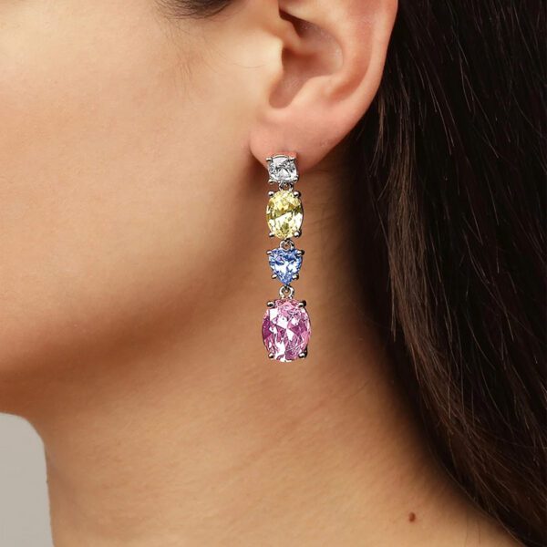 CARMEN Earring with Pastel Multi-Coloured Crystals Gold - Image 2