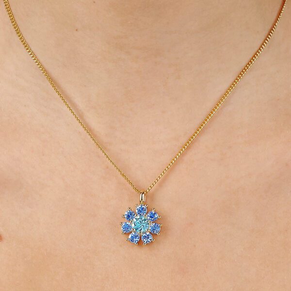 DELISE Necklace with Light Blue/Aqua Crystals Gold