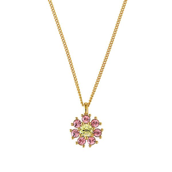 DELISE Necklace with Yellow/Rose Crystals Gold
