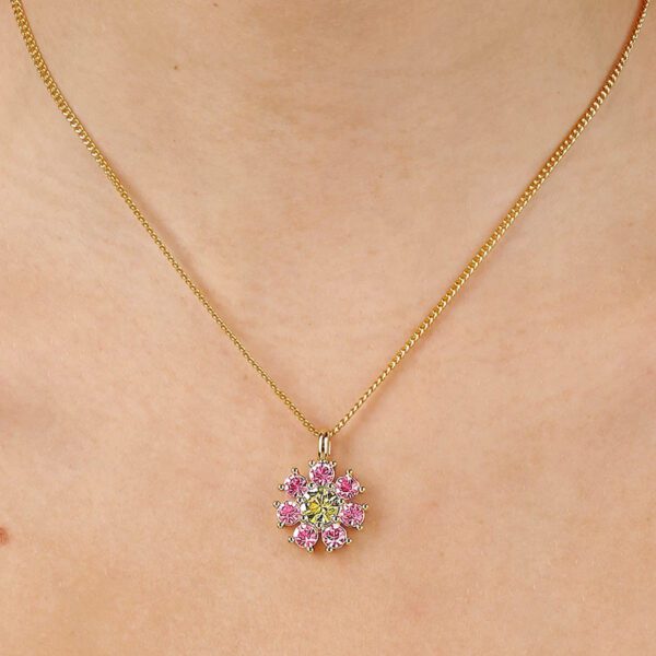 DELISE Necklace with Yellow/Rose Crystals Gold - Image 2
