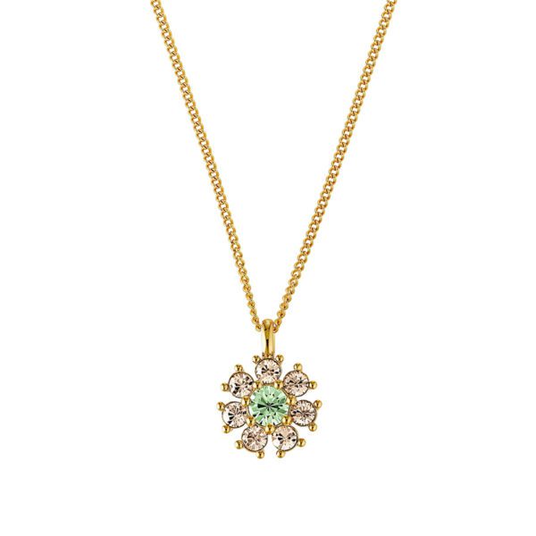 DELISE Necklace with Light Green/Golden Crystals Gold