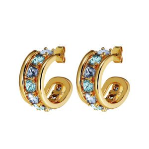 HELEN Earring with Aqua Crystals Gold