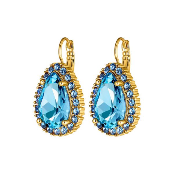 FIORA Earring with Aqua/Light Blue Crystals Gold - Image 2