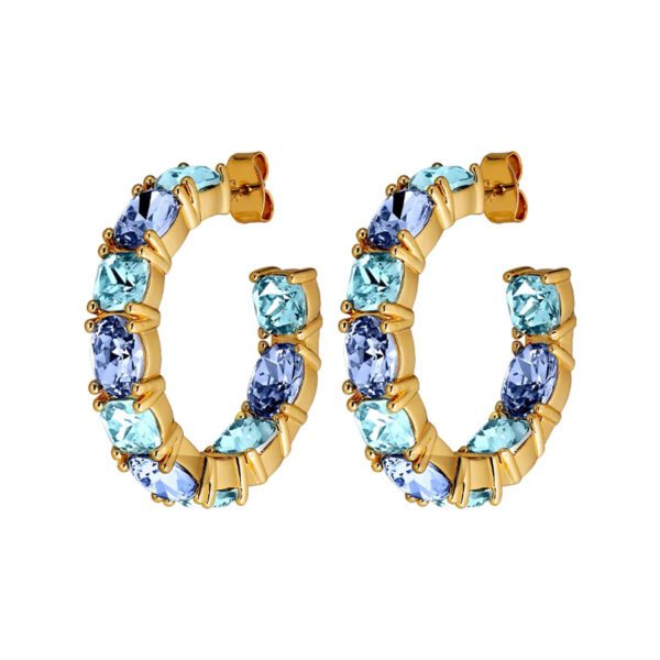 GRETIA Earring with Aqua Blue Crystals Gold - Image 2