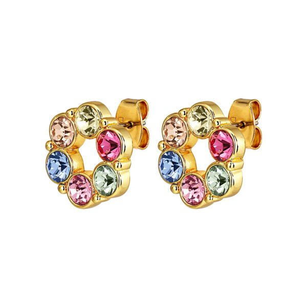URSULA Earring with Pastel Multi-Coloured Crystals Gold