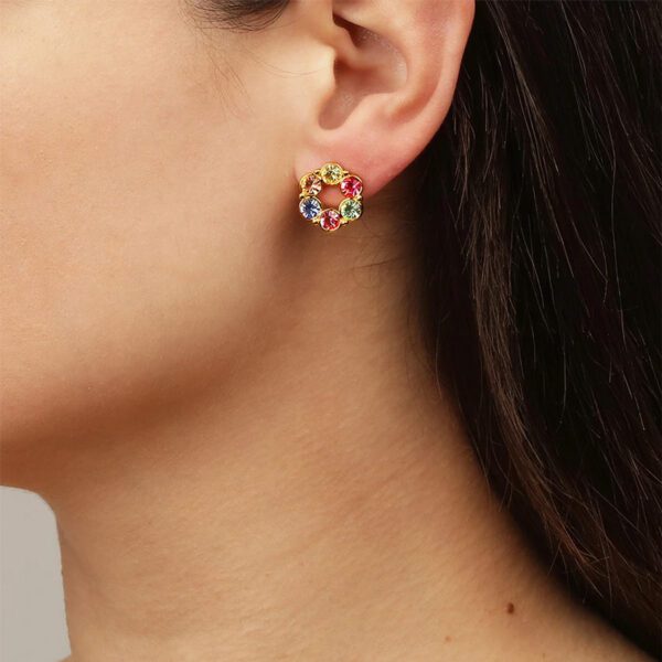 URSULA Earring with Pastel Multi-Coloured Crystals Gold - Image 2
