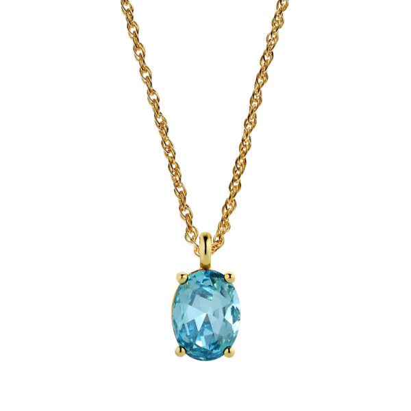BARGA Necklace with Aqua Crystal Gold - Image 2