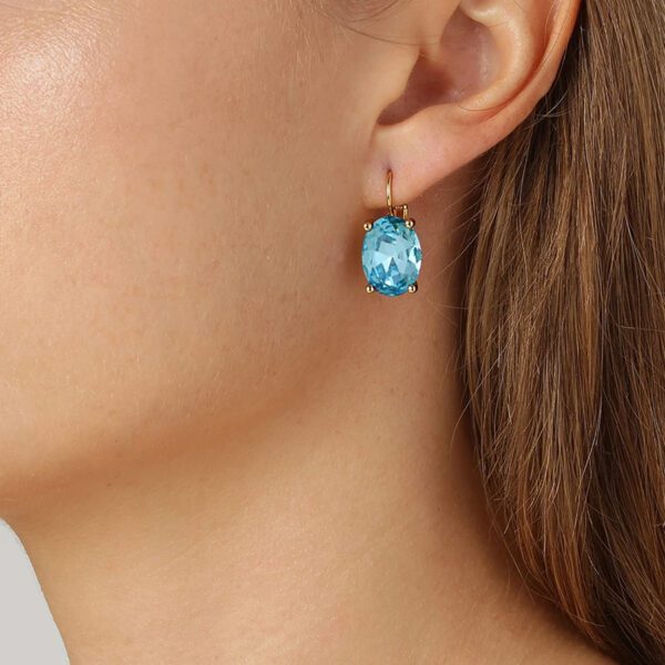 CHANTAL Earring with Aqua Crystals Gold - Image 2