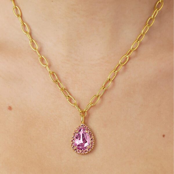 METTA Necklace with Light Rose Crystals Gold - Image 2