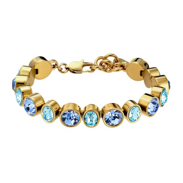 ELAINE Bracelet With Aqua Blue Crystals Gold - Image 2