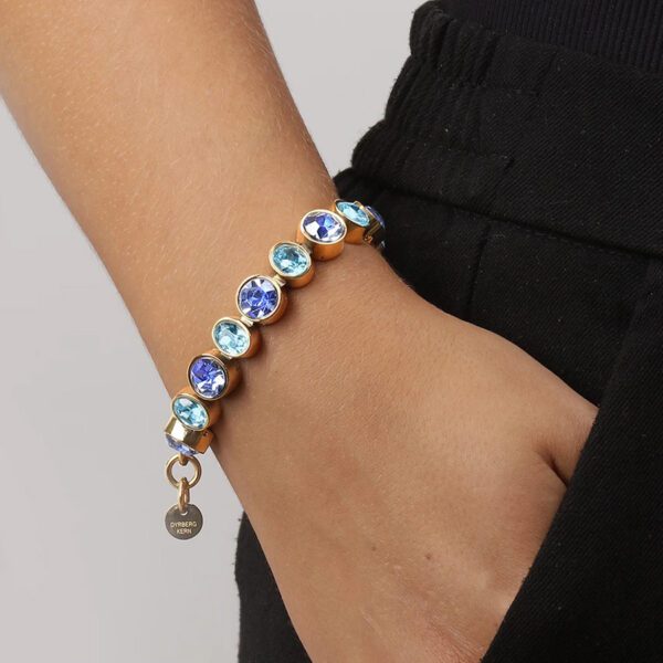 ELAINE Bracelet With Aqua Blue Crystals Gold