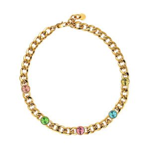 ANGELINA Necklace With Pastel Multi-Coloured Crystals Gold