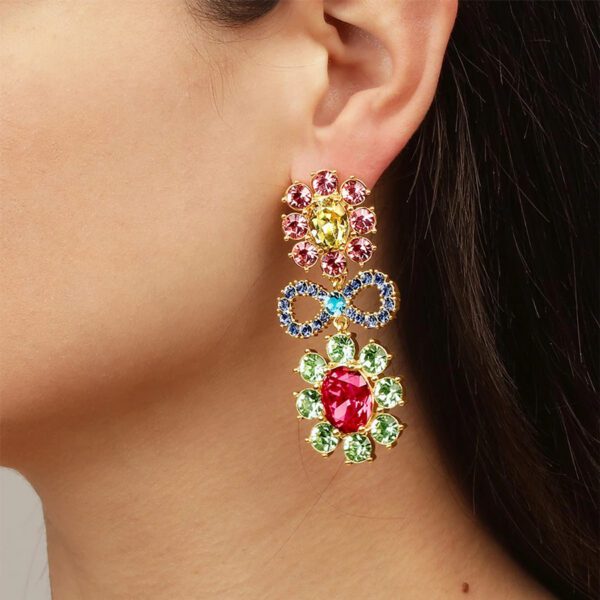 LILLIAN Earring with Pastel Multi-Coloured Crystals Gold - Image 2