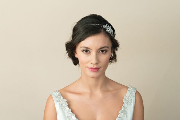 Delicate Bridal Clear Swarovski Crystal Double Headband - Image 3