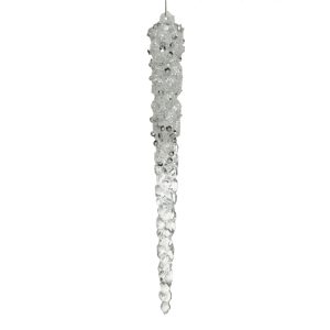 Icicle with Glitter & Diamonds 15cm Silver Small