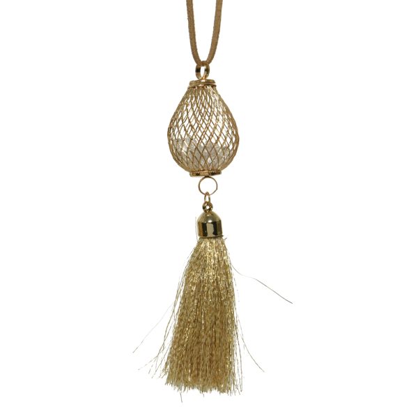 Gold Mesh Droplet Shape with Glitter Tassel 10cm