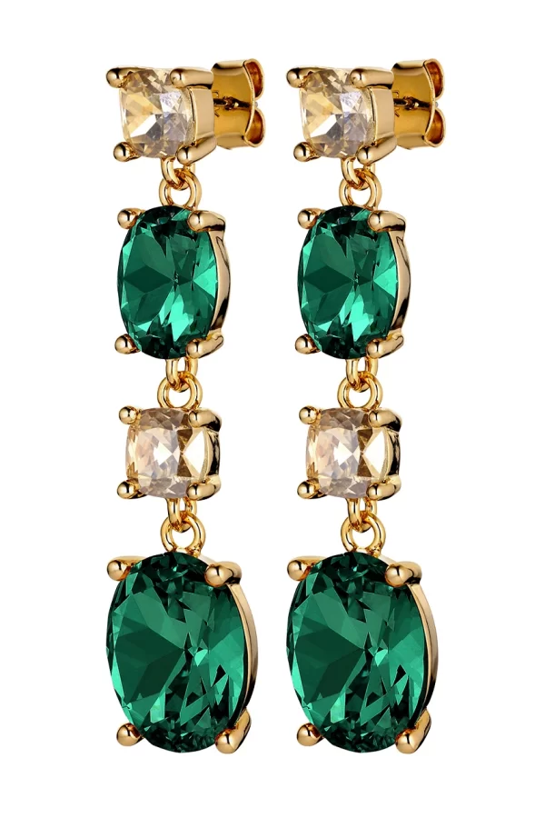 CORNELIA Earring with Green Crytals Gold