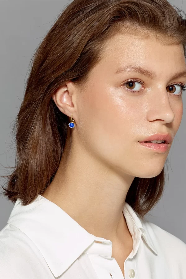 MADU Hook Earring With Sapphire Crystals Gold - Image 2