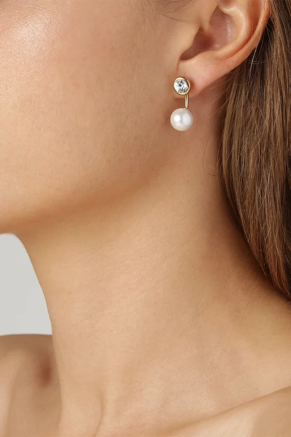TONI Earring with White Pearls Gold - Image 2