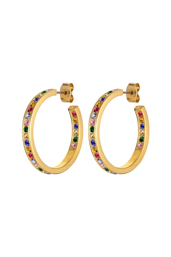 JUSTINA Earring with Rainbow Crystals Gold