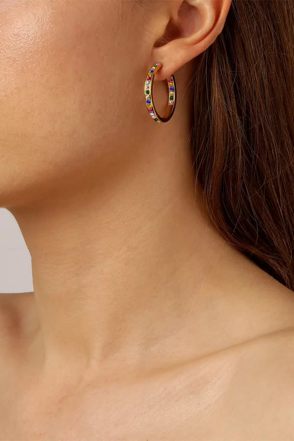 JUSTINA Earring with Rainbow Crystals Gold - Image 2