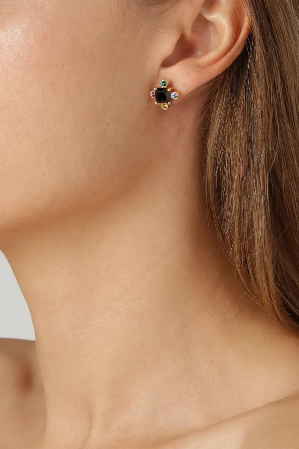 GIGI Earring with Rainbow Crystals Gold - Image 2