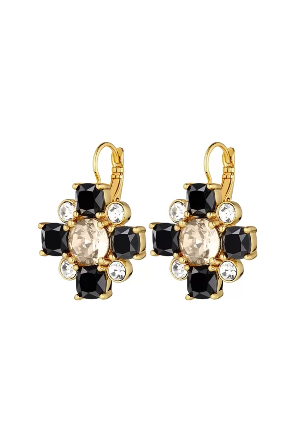 BATTI Earring with Black and White Crytals Gold