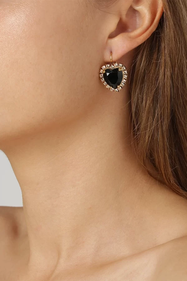 FELICIA Earring with Black Crystals Gold - Image 2