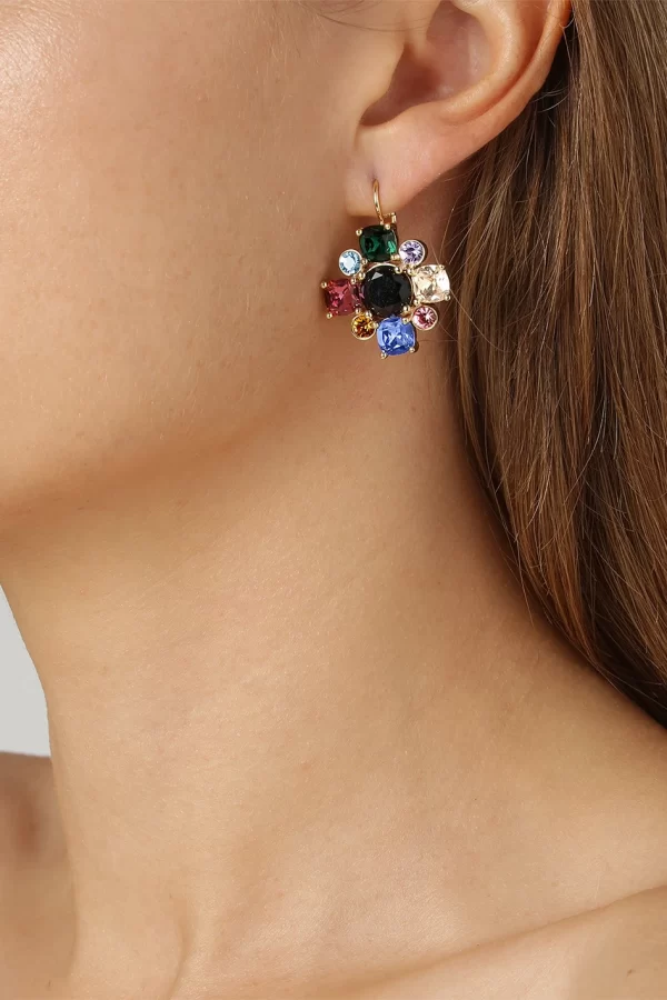 BATTI Earring with Rainbow Crytals Gold - Image 2