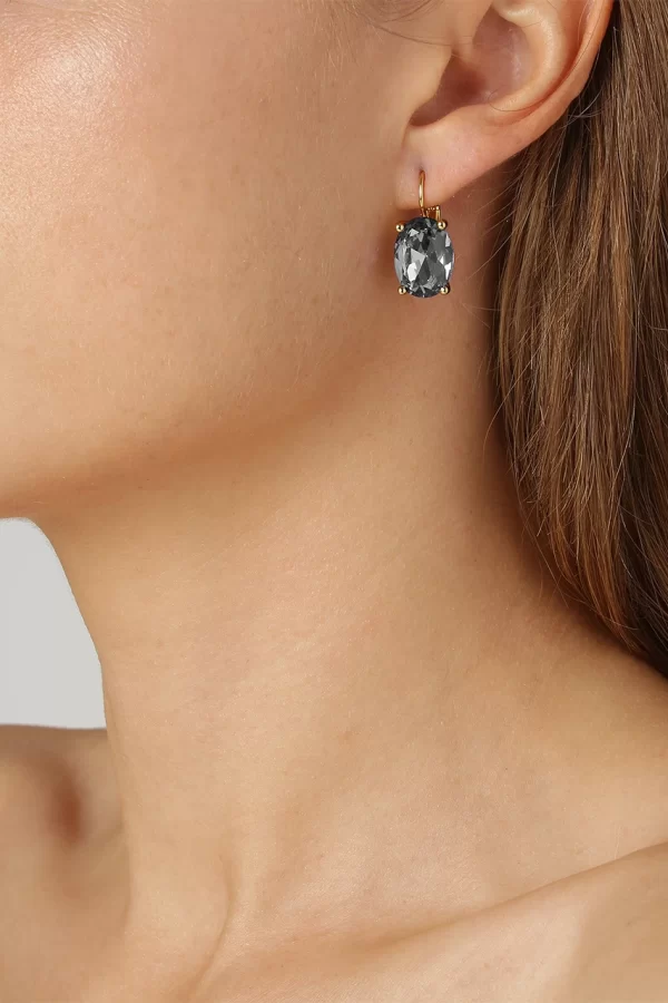 CHANTAL Earring with Grey Crystals Gold - Image 2