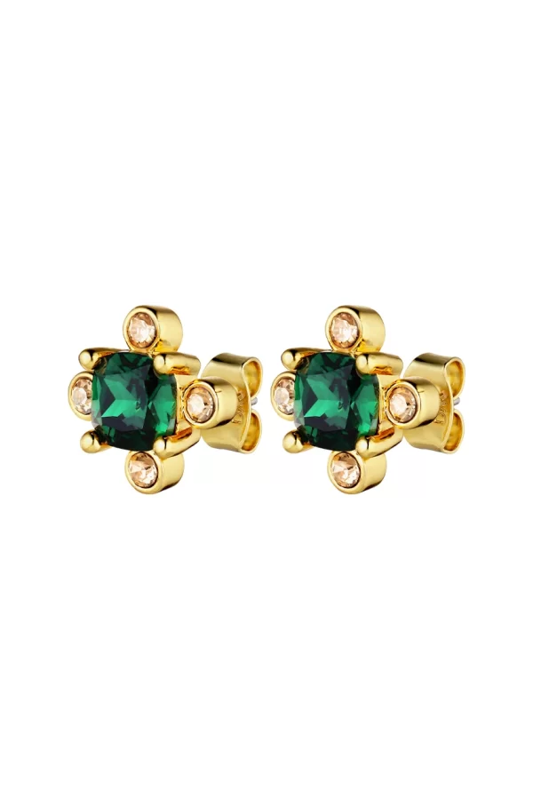 GIGI Earring with Emerald Green Crystals Gold