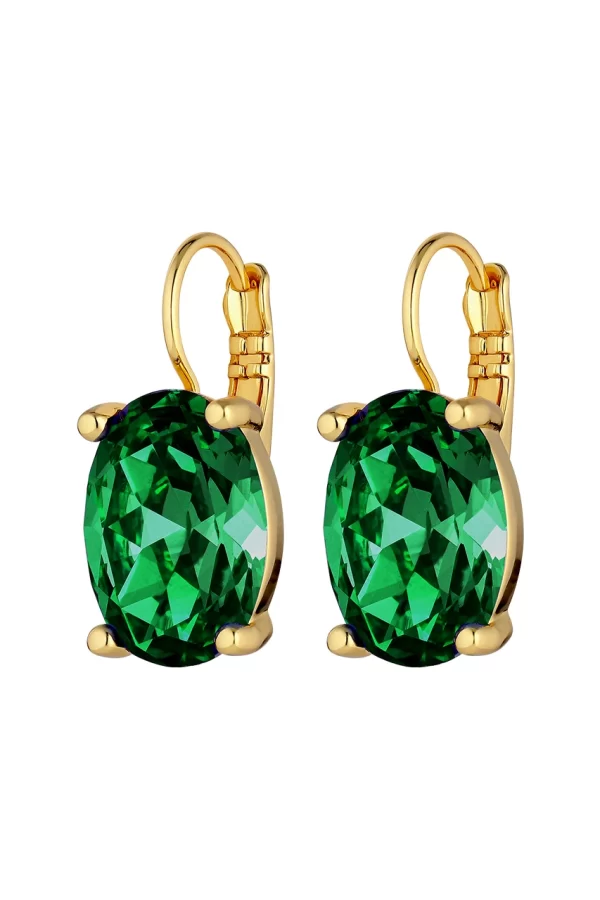 CHANTAL Earring with Emerald Green Crytals Gold