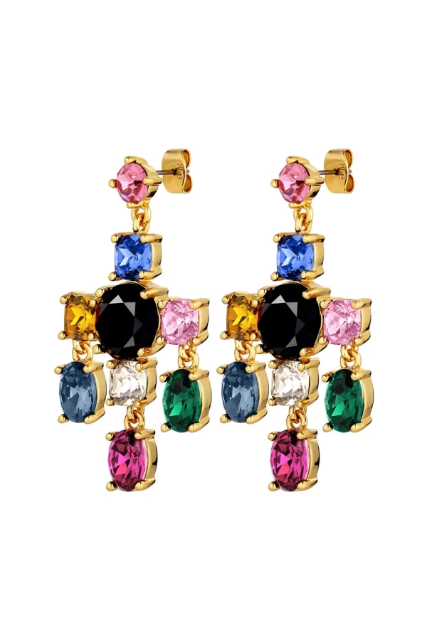 LEONORA Earring with Rainbow Crystals Gold