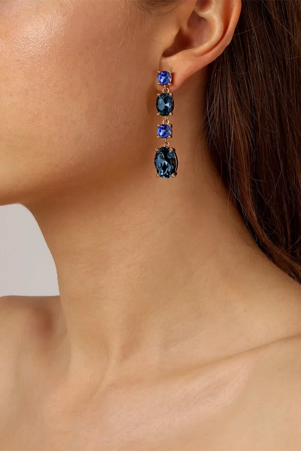 CORNELIA Earring with Blue Crytals Gold - Image 2