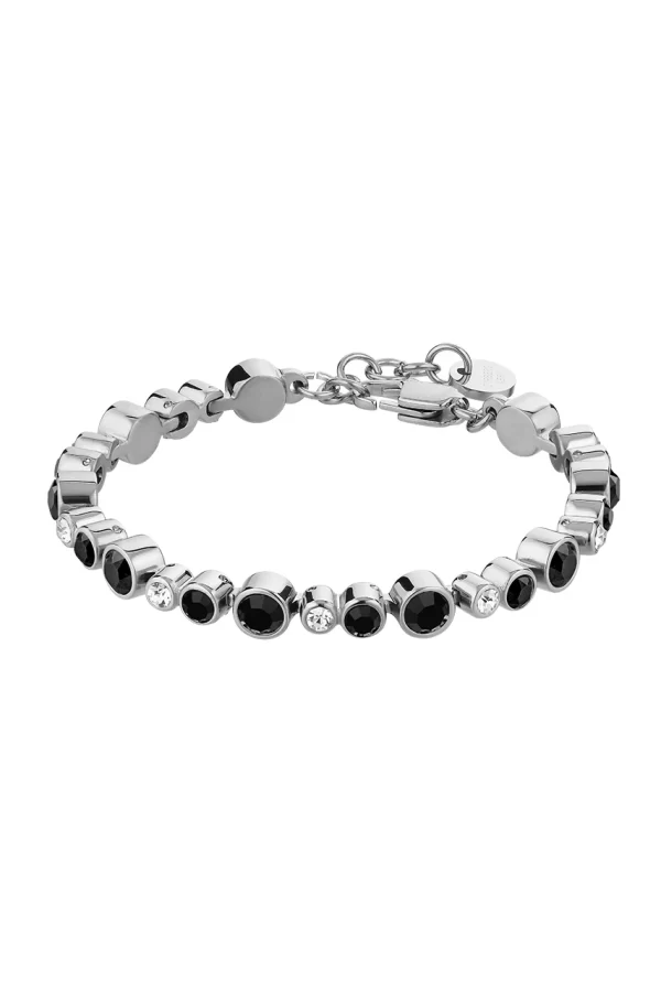 TERESIA Bracelet with White and Black Crystals Silver