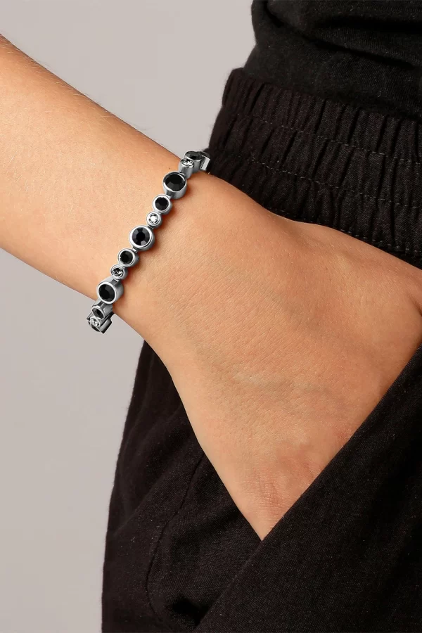TERESIA Bracelet with White and Black Crystals Silver - Image 2