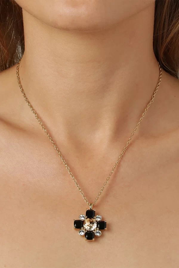 SASSI Necklace with Black Crystals Gold - Image 2