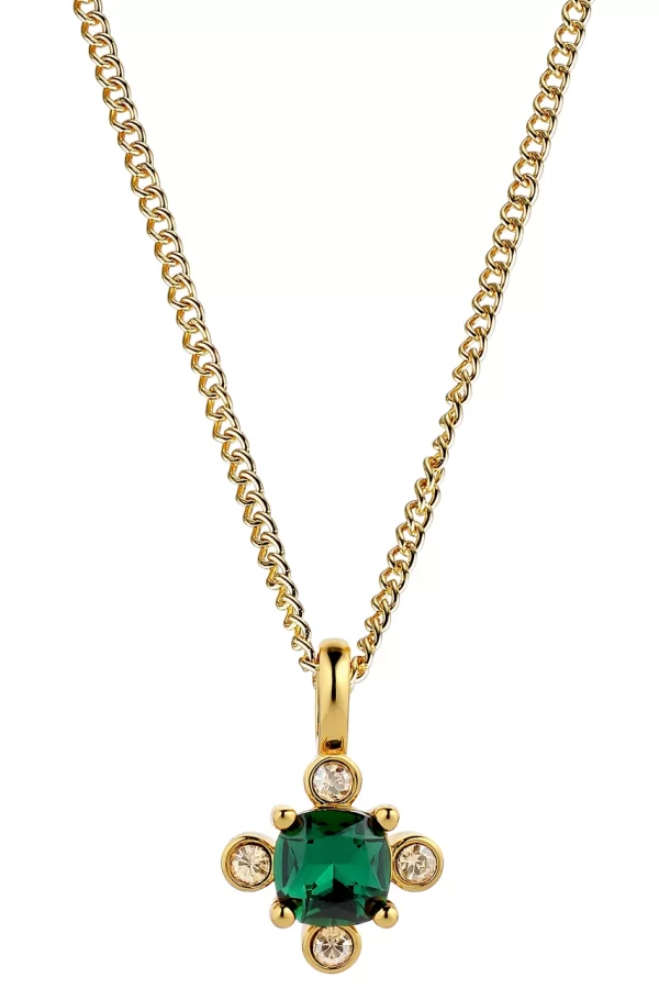 RIMINI Necklace with Emerald Green Crystals Gold