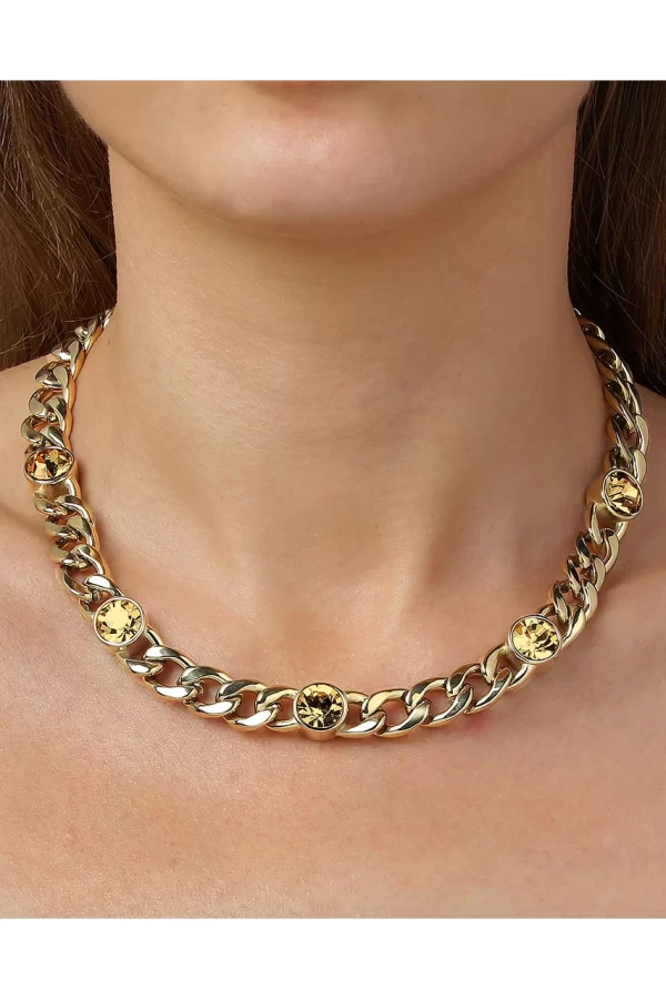 ANGELINA Necklace with Golden Crystal Gold - Image 2