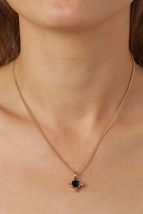 SIMONA Necklace with Rainbow Crystals Gold - Image 2