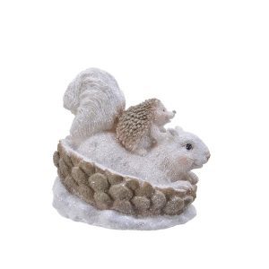 Hedgehog & Squirrel Ornament 11cm